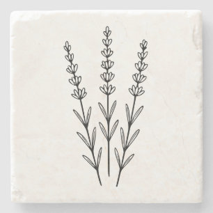 Minimalistische Lavendelzweige Botanische Linienku Steinuntersetzer