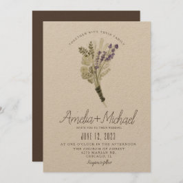 Minimalistische Lavender Watercolor Öko Wedding Einladung
