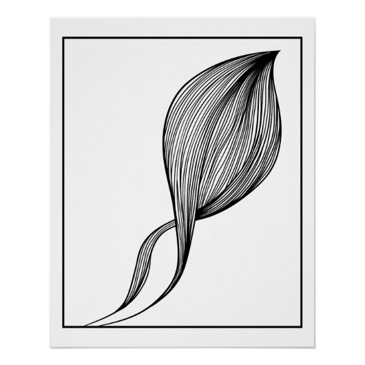 Minimalistische Leaf Line Kunst, Dichtung und Musi Poster (Vorderseite)