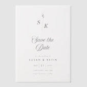 Minimalistische Leaf Monogram Wedding Save the Dat Pergament Einladungen (Vorderseite)