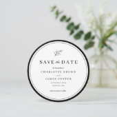 Minimalistische Leaf-Runde Save the Date Einladung (Stehend Vorderseite)