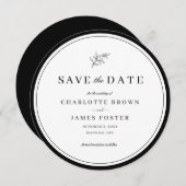 Minimalistische Leaf-Runde Save the Date Einladung (Vorne/Hinten)