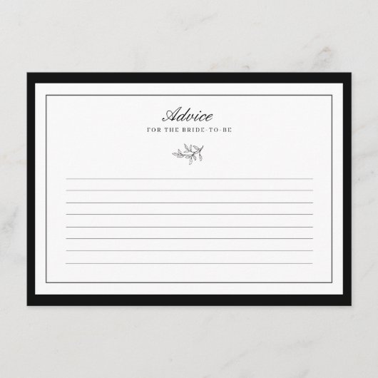Minimalistische Leaf Wedding Bride Advice Card Begleitkarte (Vorderseite)