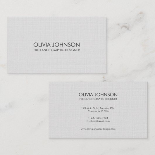 Minimalistische Leinen Moderne Visitenkarte (Vorne/Hinten)