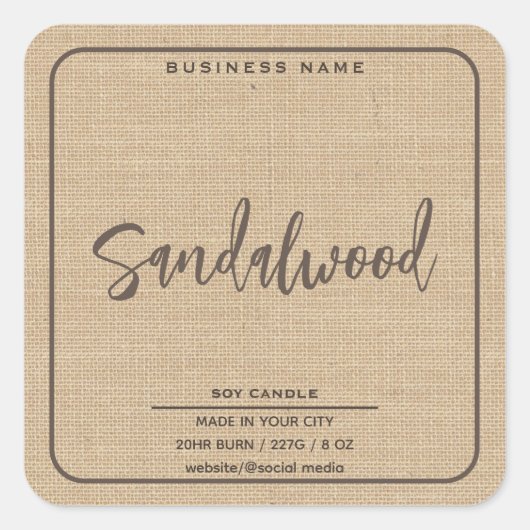 Minimalistische Leinenschaukenskripte Quadratischer Aufkleber (Vorderseite)