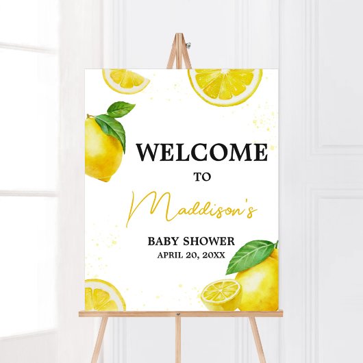 Minimalistische Lemonade Baby Dusche Empfang Poster