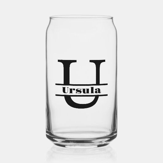 Minimalistische Letter U Monogramm und Individuell Dosenglas (Vorderseite)