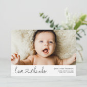 Minimalistische Liebe & Dank Foto Geburtsankündigu Ankündigung (Stehend Vorderseite)