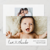 Minimalistische Liebe & Dank Foto Geburtsankündigu Ankündigung (Vorne/Hinten)