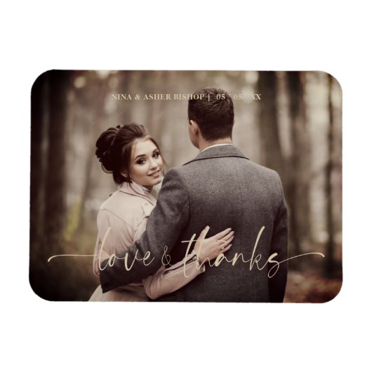 Minimalistische Liebe & Dank Whimsical Script Hoch Magnet (Horizontal)