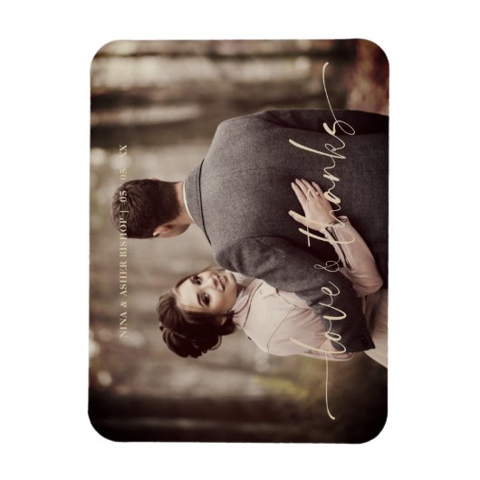 Minimalistische Liebe & Dank Whimsical Script Hoch Magnet (Vertikal)