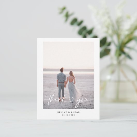 Minimalistische Liebe Herzensskripte Hochzeit Viel Postkarte (Stehend Vorderseite)