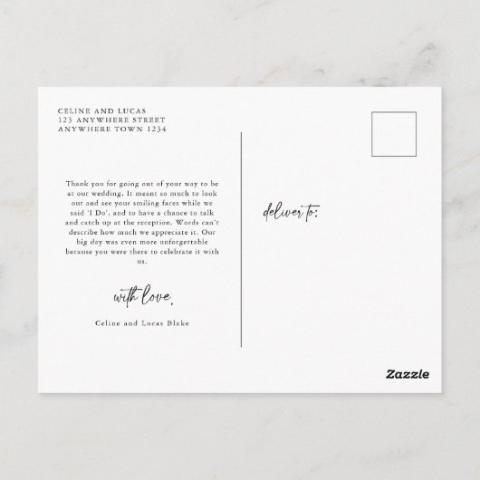 Minimalistische Liebe Herzensskripte Hochzeit Viel Postkarte (Rückseite)
