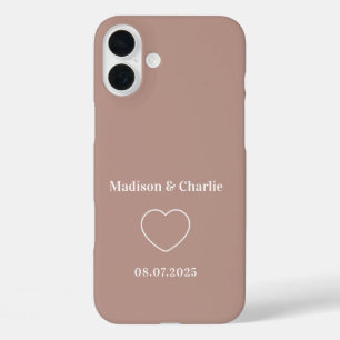 Minimalistische Liebe Hochzeitstag iPhone 16 Plus Hülle