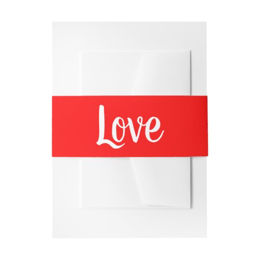 Minimalistische Liebe Rote Weiße Hochzeit Elegant  Einladungsbanderole (Vorderseite Beispiel)