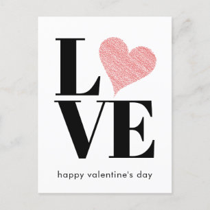 Minimalistische Liebe Rotes Herz Valentinstag Feiertagspostkarte