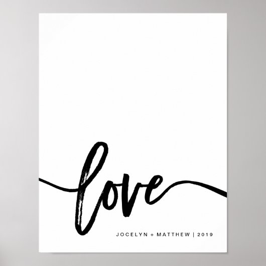 Minimalistische Liebe Schwarz/Weiß | Typografie Poster (Vorne)