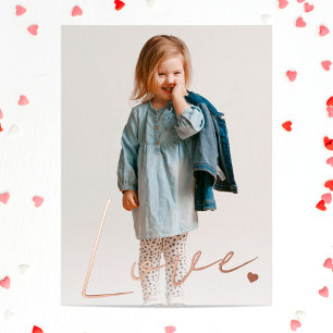Minimalistische Liebe Typografie Rose Gold Folien Feiertagspostkarte