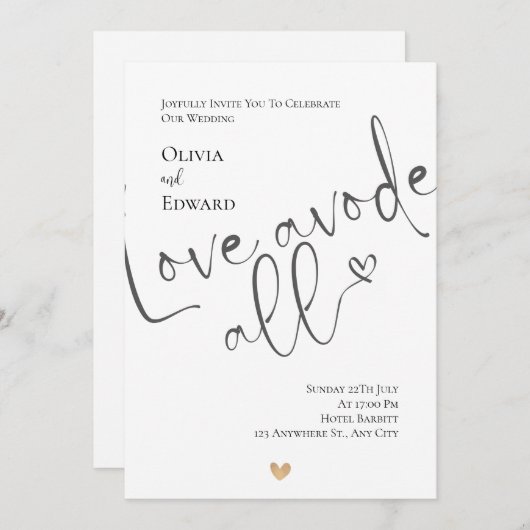 Minimalistische Liebe über allen Whimsikskriptverh Einladung (Vorne/Hinten)