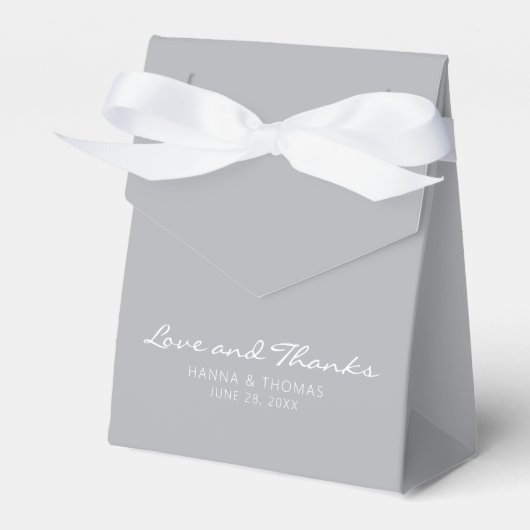 Minimalistische Liebe und Dank an Gray Wedding Geschenkschachtel (Vorderseite)