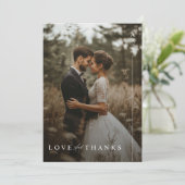 Minimalistische Liebe und Dank Foto Hochzeit Dankeskarte (Stehend Vorderseite)