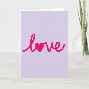 Minimalistische Liebesherz-Schrift Flachkarte Karte