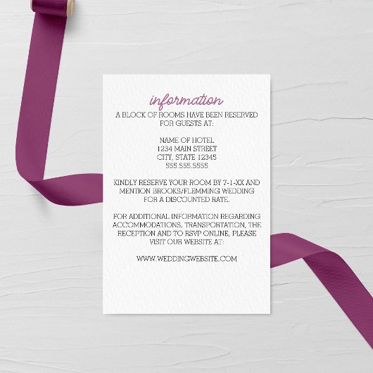 Minimalistische Lila Aster-Hochzeitkarte Begleitkarte