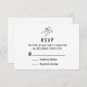 Minimalistische Lila Berries Blätter Hochzeitsszen RSVP Karte (Vorne/Hinten)