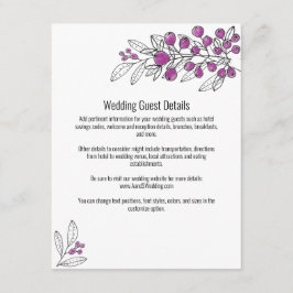 Minimalistische Lila Berry Leaf Wedding Guest Deta Begleitkarte