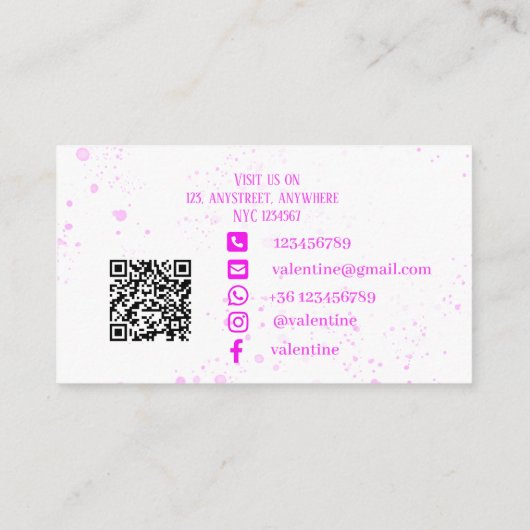 Minimalistische Lila Blume Pink Splash Florist Visitenkarte (Rückseite)