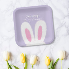 Minimalistische Lila, flauschige Babydusche Pappteller