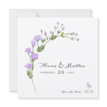 Minimalistische lila florale Wohnung Save the Date