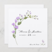 Minimalistische lila florale Wohnung Save the Date (Vorne/Hinten)