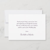 Minimalistische Lila Hochzeit Dankeskarte (Rückseite)