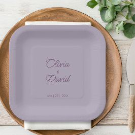 Minimalistische lila Hochzeit Pappteller