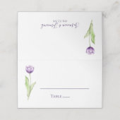 Minimalistische Lila Hochzeitsempfehlung Platzkarte (Außenseite Aufgefaltet)