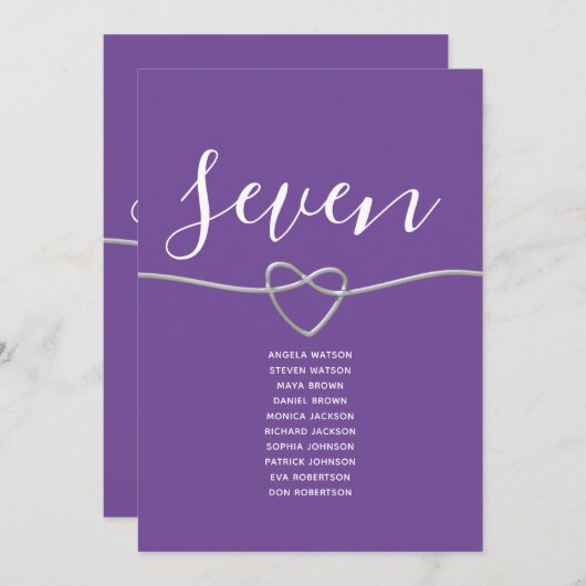 Minimalistische Lila Hochzeitstabelle (Vorne/Hinten)