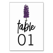 Minimalistische Lila Larkspur-Hochzeit-Tischnummer Tischnummer (Vorderseite)