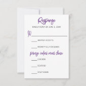 Minimalistische Lila Larkspur Wedding RSVP Card (Vorderseite)