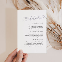 Minimalistische Lila Lilac Detail Card mit Herz Begleitkarte