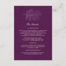 Minimalistische Lila moderne botanische Hochzeitde Begleitkarte