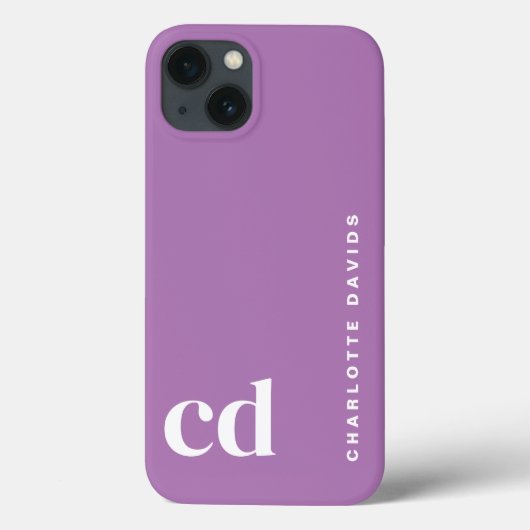 Minimalistische Lila Monogramm Case-Mate iPhone Hülle (Rückseite)