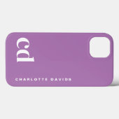 Minimalistische Lila Monogramm Case-Mate iPhone Hülle (Rückseite (Horizontal))