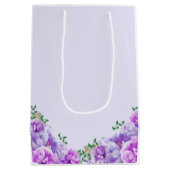 Minimalistische Lila Peony Gift Bag Mittlere Geschenktüte (Rückseite)