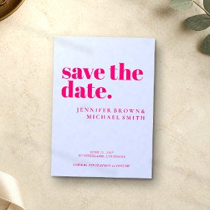 Minimalistische lila-rosa Hochzeitsfoto-Kalligrafi Save The Date