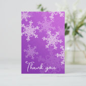 Minimalistische Lila Schneeflocken Babydusche Dank Dankeskarte (Stehend Vorderseite)