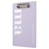 Minimalistische Lila School Monogram Klemmbrett (Links)