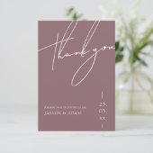 Minimalistische Lila Script-Typografie-Hochzeit Dankeskarte (Stehend Vorderseite)