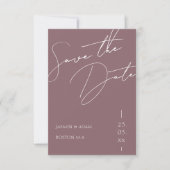 Minimalistische Lila Script-Typografie-Hochzeit Save The Date (Vorderseite)