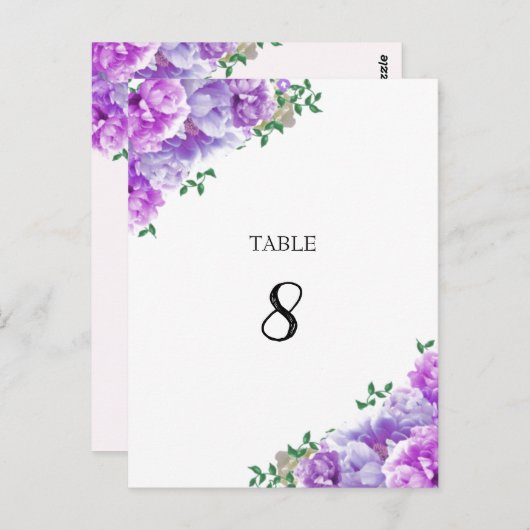 Minimalistische Lila Sitzplatzkarte Postkarte (Vorne/Hinten)